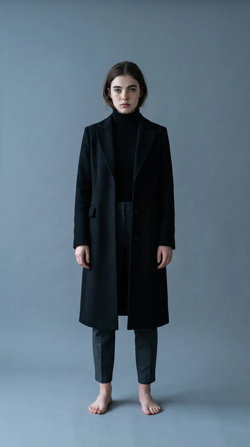 Sanal modelin kış kombini, tam boy referans